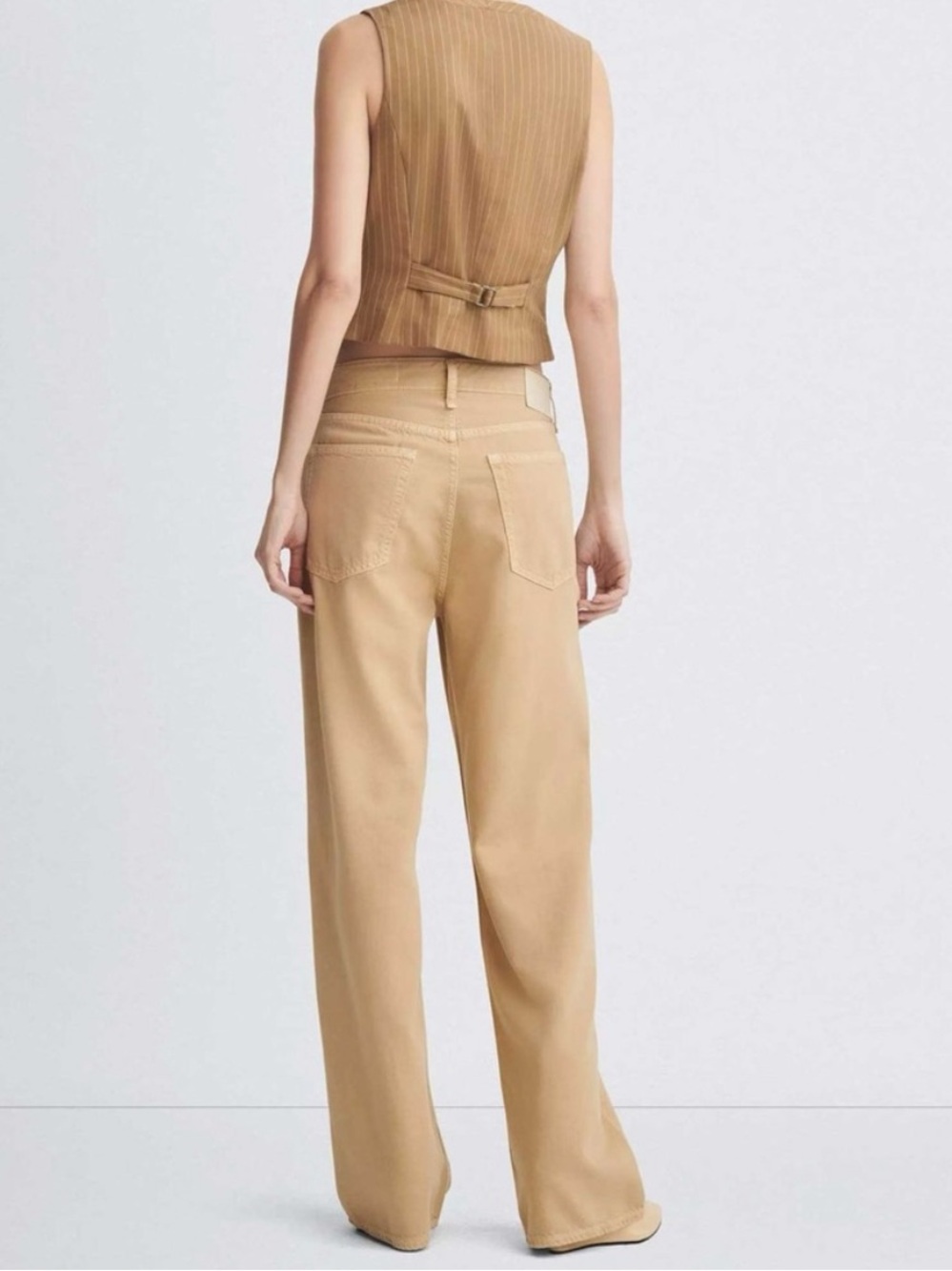 Rag & Bone Featherweight Logan Mid-Rise Wide Leg Jeans Minimalist Beige 28 - Picture 2 of 12